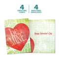 Load image into Gallery viewer, The cover and inside of Tree-Free’s Be Mine card, along with the following text: “4 greeting cards, 4 matching envelopes”
