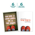 Load image into Gallery viewer, The cover and inside of Tree-Free’s Good Or Bad? card, along with the following text: “6 greeting cards, 6 matching envelopes”
