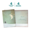 Load image into Gallery viewer, The cover and inside of Tree-Free’s Holy Night card, along with the following text: “4 greeting cards, 4 matching envelopes”
