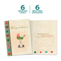 Load image into Gallery viewer, The cover and inside of Tree-Free’s Small Beginnings card, along with the following text: “6 greeting cards, 6 matching envelopes”

