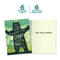 Load image into Gallery viewer, The cover and inside of Tree-Free’s Makes You Stronger card, along with the following text: “6 greeting cards, 6 matching envelopes”
