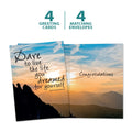 Load image into Gallery viewer, The cover and inside of Tree-Free’s Dare to Live card, along with the following text: “4 greeting cards, 4 matching envelopes”
