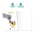 Load image into Gallery viewer, The cover and inside of Tree-Free’s Floral Giraffe Thanks card, along with the following text: “6 greeting cards, 6 matching envelopes”
