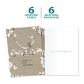 Load image into Gallery viewer, The cover and inside of Tree-Free’s Happy Retirement card, along with the following text: “6 greeting cards, 6 matching envelopes”
