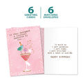 Load image into Gallery viewer, The cover and inside of Tree-Free’s Designer Cocktail card, along with the following text: “6 greeting cards, 6 matching envelopes”

