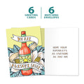 Load image into Gallery viewer, The cover and inside of Tree-Free’s Awesome Sauce Birthday card, along with the following text: “6 greeting cards, 6 matching envelopes”
