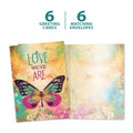 Load image into Gallery viewer, The cover and inside of Tree-Free’s Who You Are card, along with the following text: “6 greeting cards, 6 matching envelopes”
