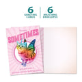 Load image into Gallery viewer, The cover and inside of Tree-Free’s Rainbow Unicorn card, along with the following text: “6 greeting cards, 6 matching envelopes”
