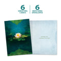 Load image into Gallery viewer, The cover and inside of Tree-Free’s Bouquet Of Light card, along with the following text: “6 greeting cards, 6 matching envelopes”
