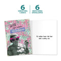 Load image into Gallery viewer, The cover and inside of Tree-Free’s With Age Comes Wisdom card, along with the following text: “6 greeting cards, 6 matching envelopes”
