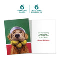 Load image into Gallery viewer, The cover and inside of Tree-Free’s A Lot Of Balls card, along with the following text: “6 greeting cards, 6 matching envelopes”
