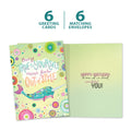 Load image into Gallery viewer, The cover and inside of Tree-Free’s True To Yourself Narwhal card, along with the following text: “6 greeting cards, 6 matching envelopes”
