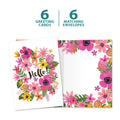 Load image into Gallery viewer, The cover and inside of Tree-Free’s Hello card, along with the following text: “6 greeting cards, 6 matching envelopes”
