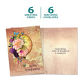 Load image into Gallery viewer, The cover and inside of Tree-Free’s Honoring A Life card, along with the following text: “6 greeting cards, 6 matching envelopes”

