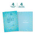 Load image into Gallery viewer, The cover and inside of Tree-Free’s Create Your Future card, along with the following text: “4 greeting cards, 4 matching envelopes”

