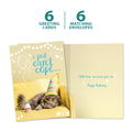 Load image into Gallery viewer, The cover and inside of Tree-Free’s Can&#39;t Cope Cat card, along with the following text: “6 greeting cards, 6 matching envelopes”
