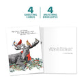 Load image into Gallery viewer, The cover and inside of Tree-Free’s Boho Moose Blessings card, along with the following text: “4 greeting cards, 4 matching envelopes”
