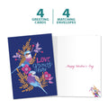 Load image into Gallery viewer, The cover and inside of Tree-Free’s Love Grows Here card, along with the following text: “4 greeting cards, 4 matching envelopes”

