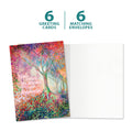 Load image into Gallery viewer, The cover and inside of Tree-Free’s Colorful Kindness card, along with the following text: “6 greeting cards, 6 matching envelopes”
