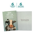 Load image into Gallery viewer, The cover and inside of Tree-Free’s Wisdom from a Cow card, along with the following text: “6 greeting cards, 6 matching envelopes”
