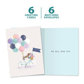 Load image into Gallery viewer, The cover and inside of Tree-Free’s Miss You card, along with the following text: “6 greeting cards, 6 matching envelopes”
