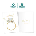 Load image into Gallery viewer, The cover and inside of Tree-Free’s Hooray Ring card, along with the following text: “6 greeting cards, 6 matching envelopes”
