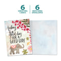 Load image into Gallery viewer, The cover and inside of Tree-Free’s Good Day Today card, along with the following text: “6 greeting cards, 6 matching envelopes”
