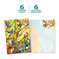 Load image into Gallery viewer, The cover and inside of Tree-Free’s 16 Birds card, along with the following text: “6 greeting cards, 6 matching envelopes”
