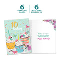 Load image into Gallery viewer, The cover and inside of Tree-Free’s Sweet 10 card, along with the following text: “6 greeting cards, 6 matching envelopes”
