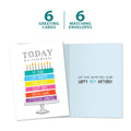 Load image into Gallery viewer, The cover and inside of Tree-Free’s Celebrating 90 card, along with the following text: “6 greeting cards, 6 matching envelopes”
