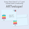 Load image into Gallery viewer, The envelope for Tree-Free’s Celebrating 40 card, along with the following text: “Every Tree-Free 5x7 card comes with a matching ARTvelope!”
