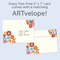 Load image into Gallery viewer, The envelope for Tree-Free’s 40 is the New 30 card, along with the following text: “Every Tree-Free 5x7 card comes with a matching ARTvelope!”
