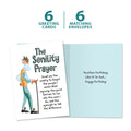 Load image into Gallery viewer, The cover and inside of Tree-Free’s The Senility Prayer card, along with the following text: “6 greeting cards, 6 matching envelopes”
