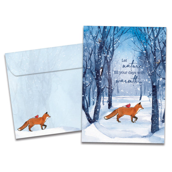 The cover of Tree-Free's Togetherness Fox card, along with its matching envelope.