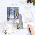 Load image into Gallery viewer, The inside of Tree-Free’s Forgiving Fox card, with the cover and envelope in the background.
