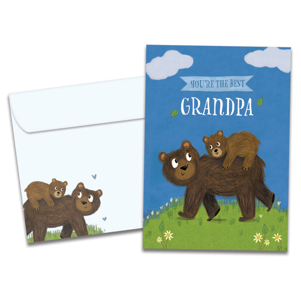 The cover of Tree-Free's The Best Grandad card, along with its matching envelope.