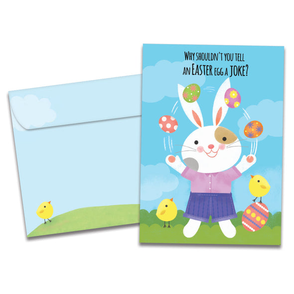 The cover of Tree-Free's Egg Joke card, along with its matching envelope.