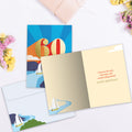 Load image into Gallery viewer, The inside of Tree-Free’s Smooth Sailing 60 card, with the cover and envelope in the background.
