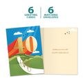 Load image into Gallery viewer, The cover and inside of Tree-Free’s Good Times 40 card, along with the following text: “6 greeting cards, 6 matching envelopes”
