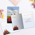 Load image into Gallery viewer, The inside of Tree-Free’s All These Miles card, with the cover and envelope in the background.
