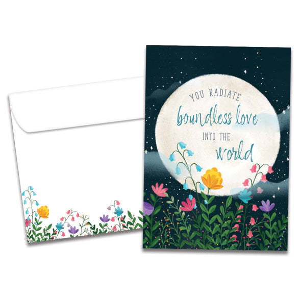 The cover of Tree-Free's Boundless Love card, along with its matching envelope.