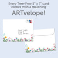 Load image into Gallery viewer, The envelope for Tree-Free’s Boundless Love card, along with the following text: “Every Tree-Free 5x7 card comes with a matching ARTvelope!”
