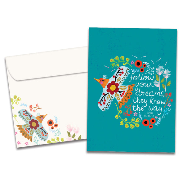 The cover of Tree-Free's Know the Way card, along with its matching envelope.