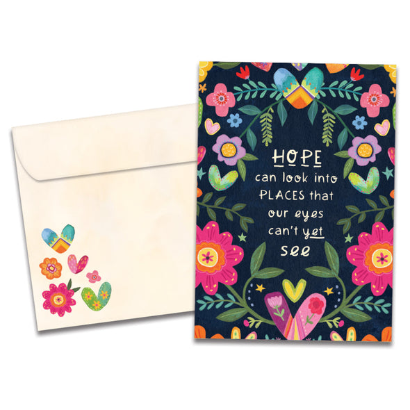 The cover of Tree-Free's Unseen Places card, along with its matching envelope.