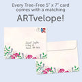 Load image into Gallery viewer, The envelope for Tree-Free’s Feel Better Tea card, along with the following text: “Every Tree-Free 5x7 card comes with a matching ARTvelope!”
