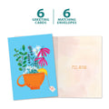 Load image into Gallery viewer, The cover and inside of Tree-Free’s Feel Better Tea card, along with the following text: “6 greeting cards, 6 matching envelopes”
