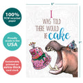 Load image into Gallery viewer, The cover of Tree-Free’s Save a Slice card with lines demonstrating its 5x7 dimensions, along with the following text: “100% PCW recycled paper, proudly made in the USA, sustainably printed on extra-thick card stock”
