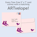 Load image into Gallery viewer, The envelope for Tree-Free’s Socks and Pants card, along with the following text: “Every Tree-Free 5x7 card comes with a matching ARTvelope!”
