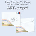 Load image into Gallery viewer, The envelope for Tree-Free’s Rainbow Bridge card, along with the following text: “Every Tree-Free 5x7 card comes with a matching ARTvelope!”
