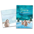 Load image into Gallery viewer, The cover of Tree-Free&#39;s Happy Hedgehogs card, along with its matching envelope.
